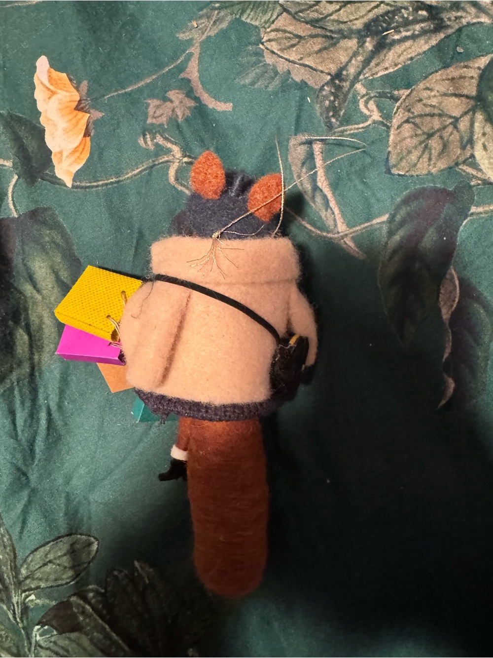 Anthropologie Felt Squirrel Ornament with Shopping Bags - Brown & Cream - Picture 3 of 3